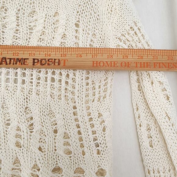 Theory Open Stitch Sweater Cotton-Blend White Size S boxy coastal sheer recent - Picture 6 of 12